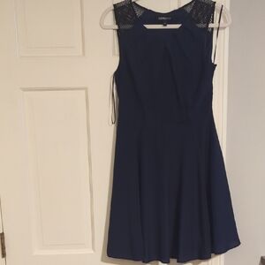 Express Midi Dress - Navy blue W/ black Mesh Detail